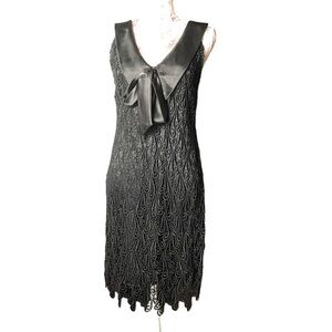Anthropologie Yoana Baraschi Embroidered Lace Black Dress